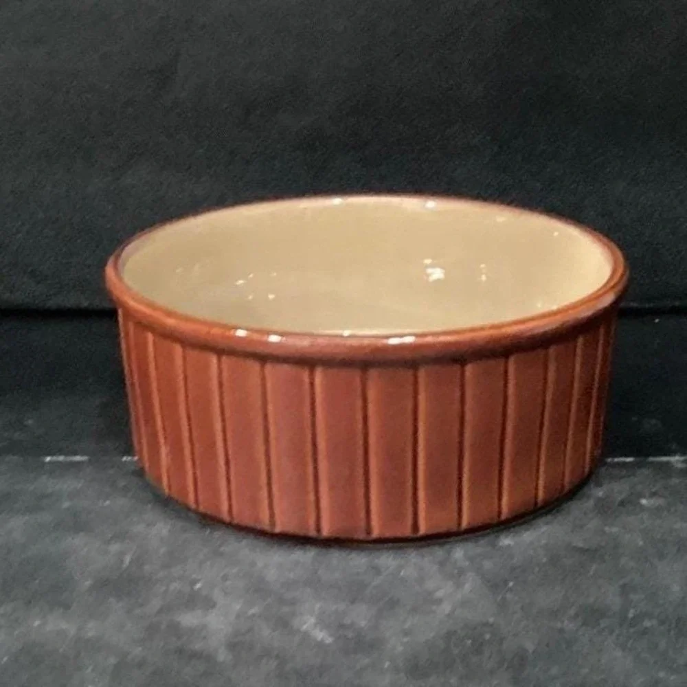 Sango Nova Brown Ribbed Casserole Dish #4933, Vintage Stoneware Bowl,‎ Tableware